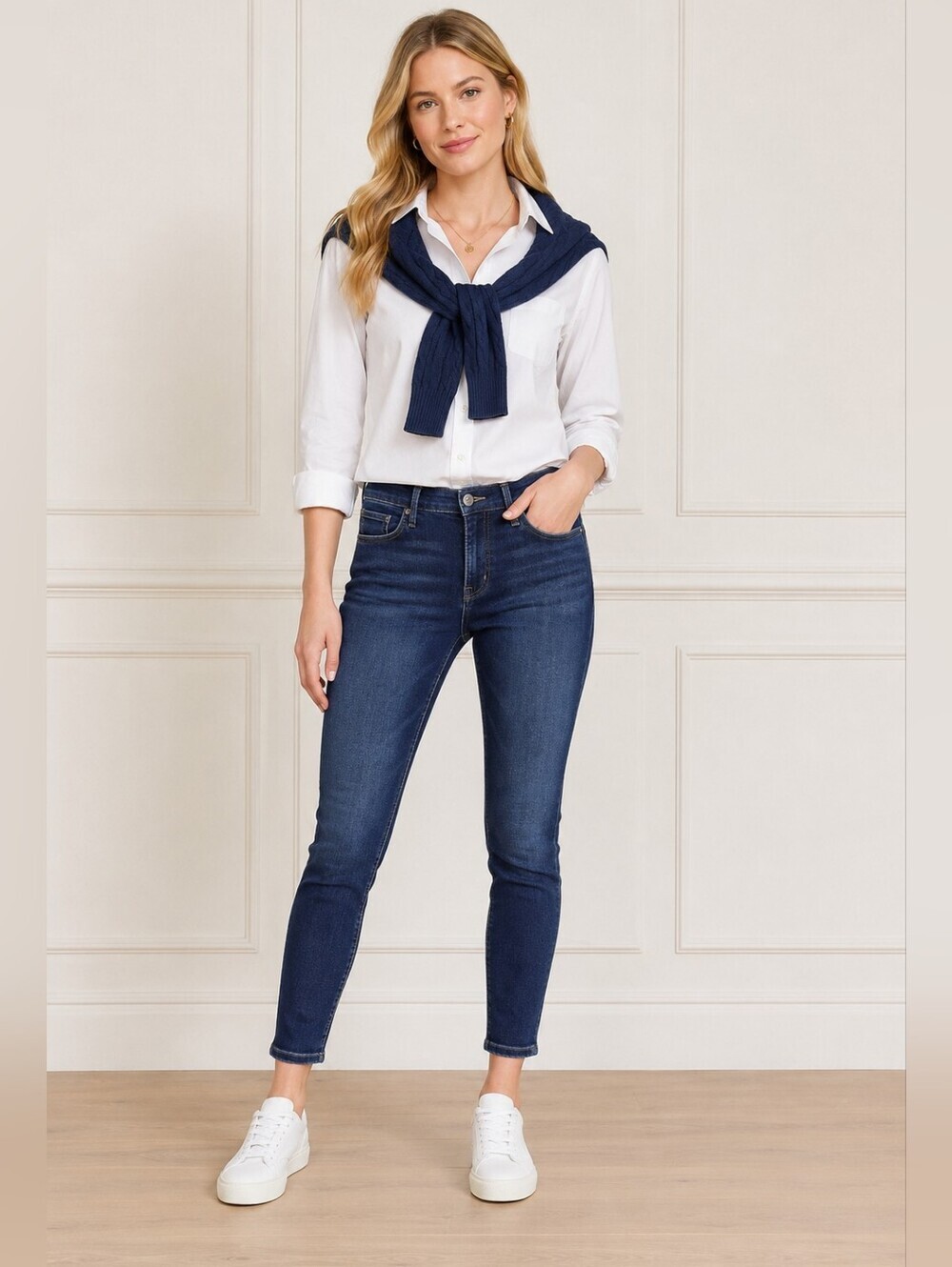 NWT Edwin Pixie Mid Rise 9" Skinny Jeans Deja Blue